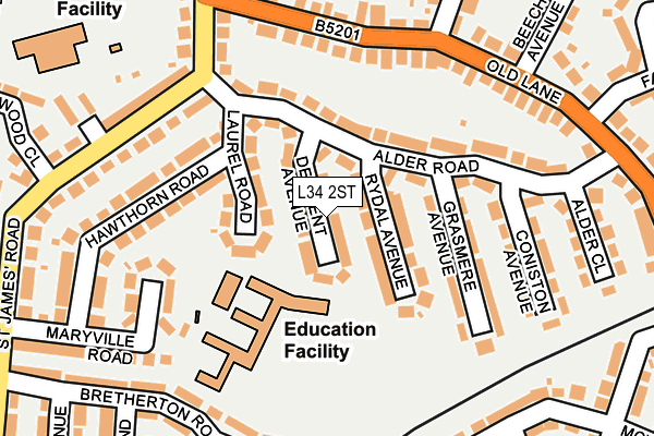 L34 2ST map - OS OpenMap – Local (Ordnance Survey)