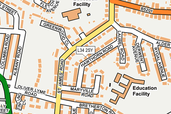 L34 2SY map - OS OpenMap – Local (Ordnance Survey)