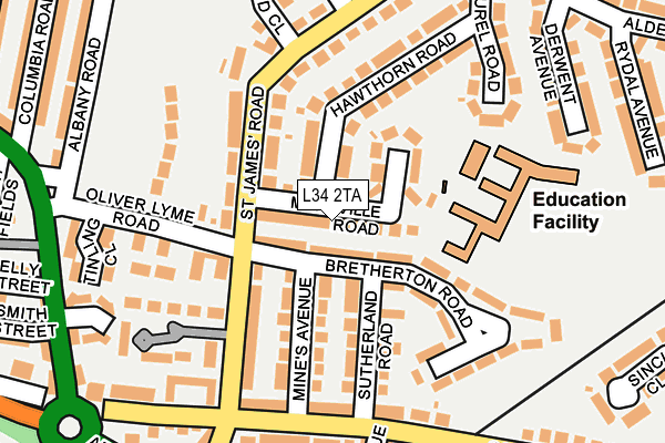 L34 2TA map - OS OpenMap – Local (Ordnance Survey)