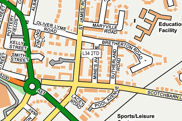L34 2TD map - OS OpenMap – Local (Ordnance Survey)
