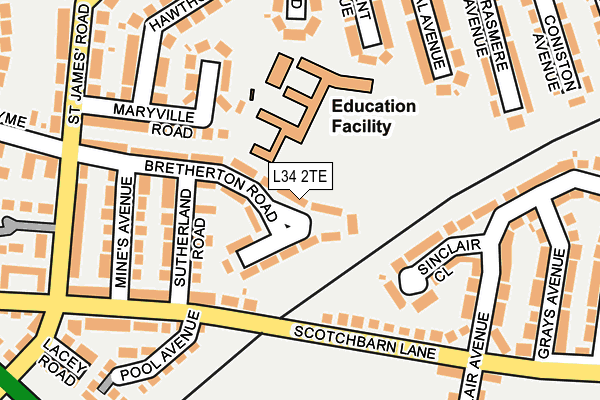 L34 2TE map - OS OpenMap – Local (Ordnance Survey)