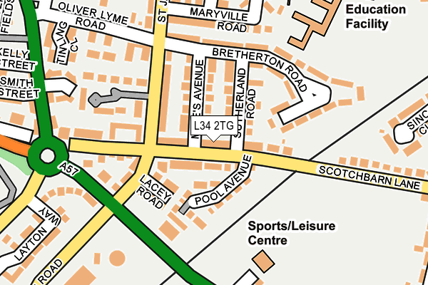 L34 2TG map - OS OpenMap – Local (Ordnance Survey)
