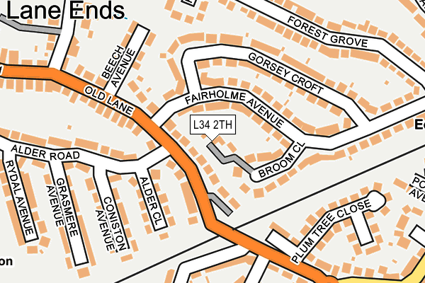 L34 2TH map - OS OpenMap – Local (Ordnance Survey)