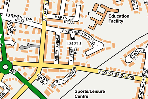 L34 2TU map - OS OpenMap – Local (Ordnance Survey)
