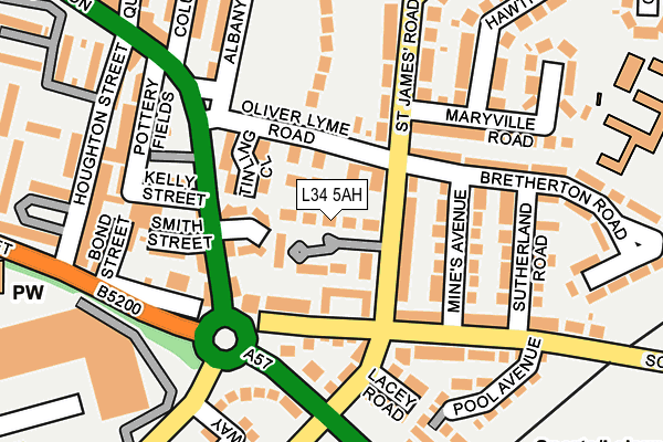 L34 5AH map - OS OpenMap – Local (Ordnance Survey)