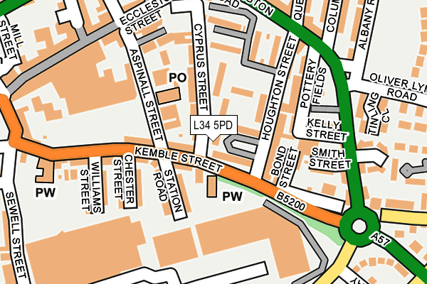 L34 5PD map - OS OpenMap – Local (Ordnance Survey)