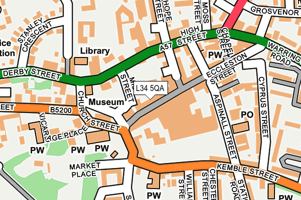 L34 5QA map - OS OpenMap – Local (Ordnance Survey)