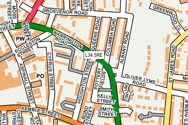 L34 5RE map - OS OpenMap – Local (Ordnance Survey)
