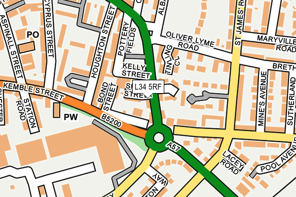 L34 5RF map - OS OpenMap – Local (Ordnance Survey)