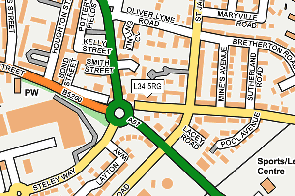 L34 5RG map - OS OpenMap – Local (Ordnance Survey)