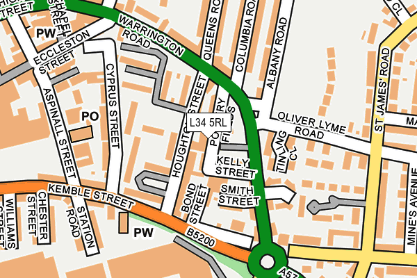 L34 5RL map - OS OpenMap – Local (Ordnance Survey)