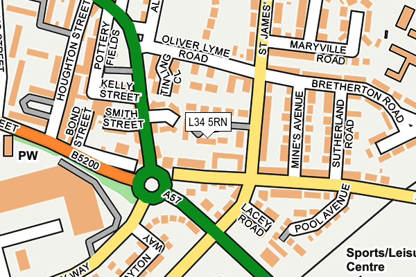L34 5RN map - OS OpenMap – Local (Ordnance Survey)