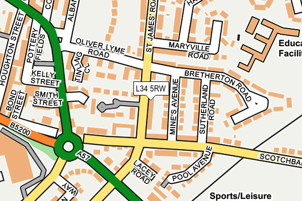 L34 5RW map - OS OpenMap – Local (Ordnance Survey)