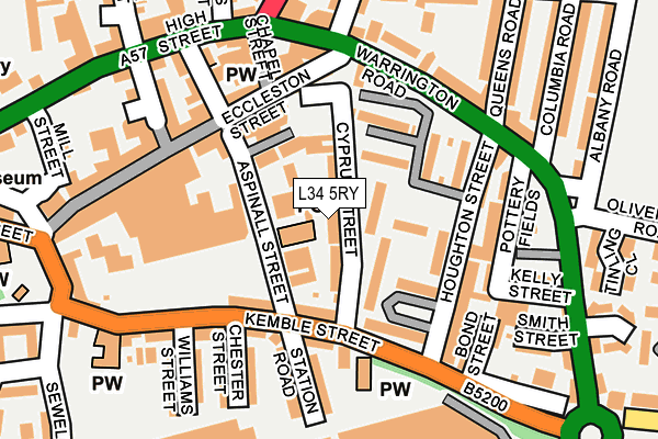 L34 5RY map - OS OpenMap – Local (Ordnance Survey)