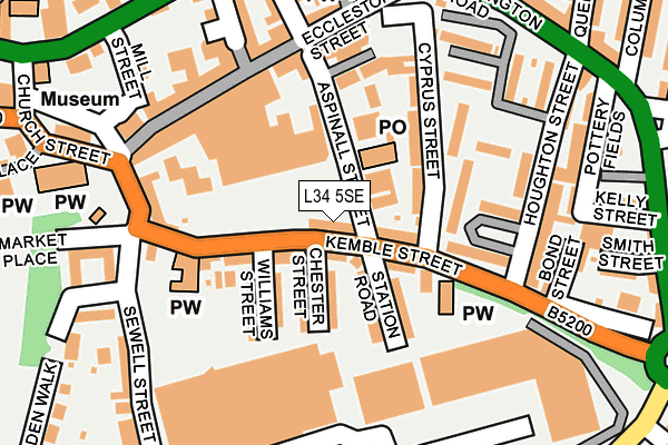 L34 5SE map - OS OpenMap – Local (Ordnance Survey)