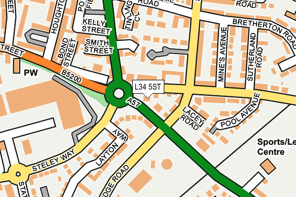 L34 5ST map - OS OpenMap – Local (Ordnance Survey)