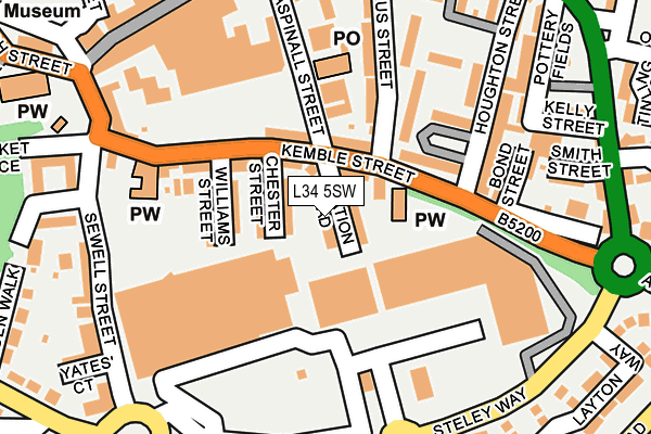 L34 5SW map - OS OpenMap – Local (Ordnance Survey)
