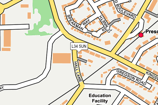 L34 5UN map - OS OpenMap – Local (Ordnance Survey)