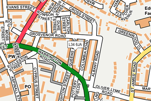 L34 6JA map - OS OpenMap – Local (Ordnance Survey)