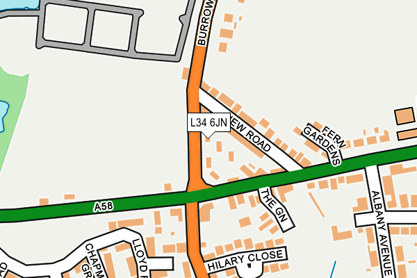 L34 6JN map - OS OpenMap – Local (Ordnance Survey)