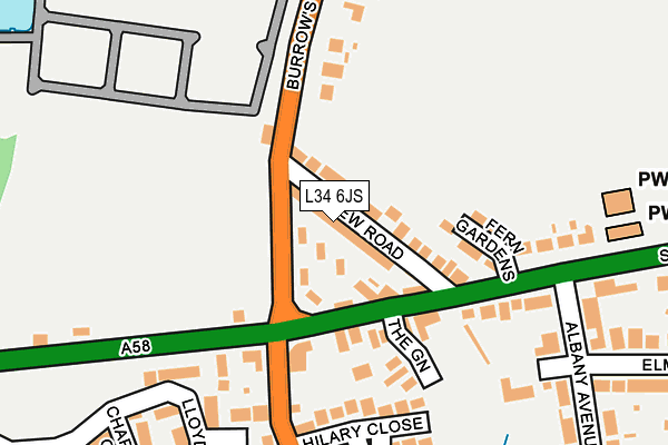 L34 6JS map - OS OpenMap – Local (Ordnance Survey)