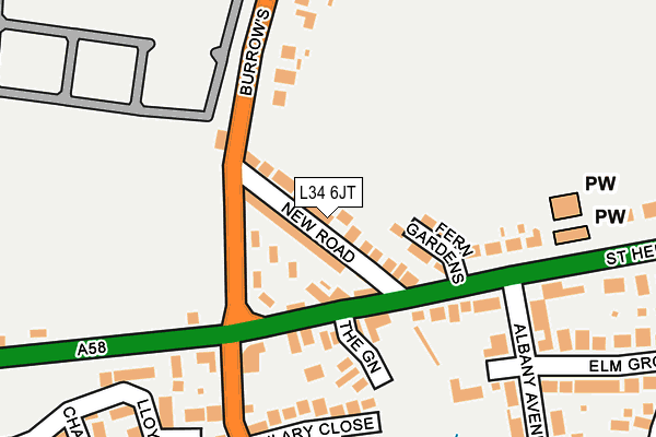 L34 6JT map - OS OpenMap – Local (Ordnance Survey)