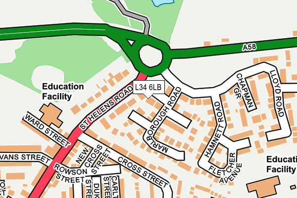 L34 6LB map - OS OpenMap – Local (Ordnance Survey)