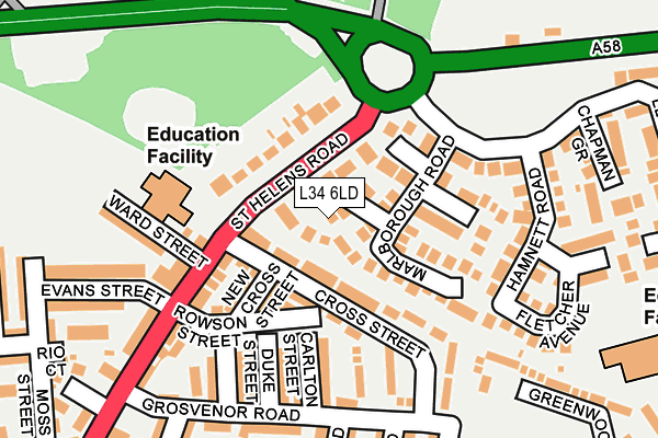 L34 6LD map - OS OpenMap – Local (Ordnance Survey)