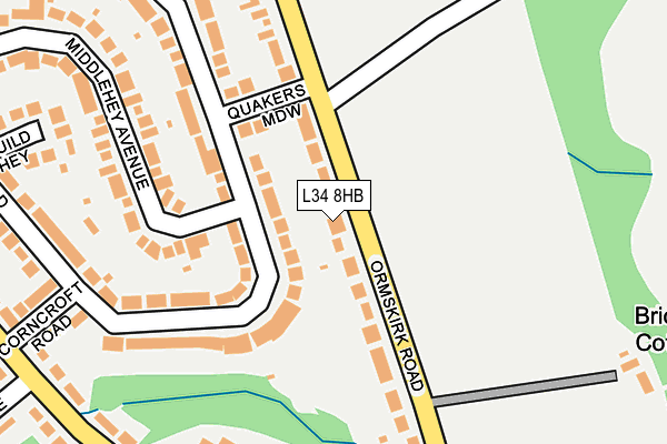 L34 8HB map - OS OpenMap – Local (Ordnance Survey)