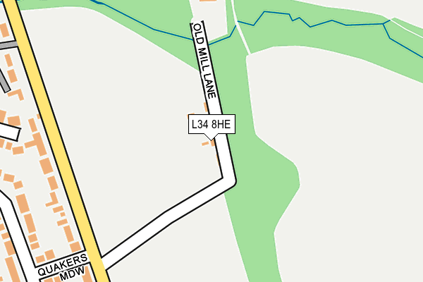 L34 8HE map - OS OpenMap – Local (Ordnance Survey)