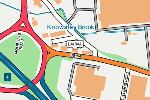 L34 9AA map - OS OpenMap – Local (Ordnance Survey)