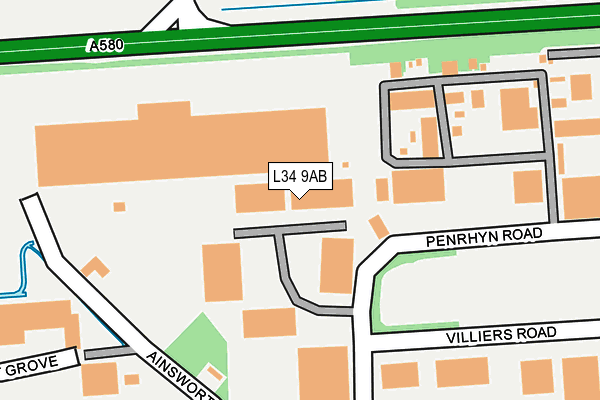 L34 9AB map - OS OpenMap – Local (Ordnance Survey)
