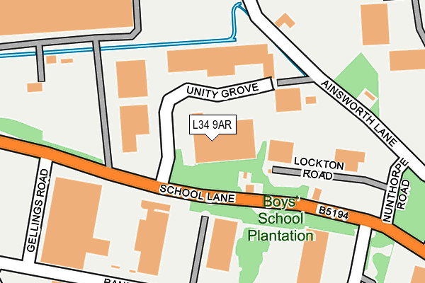L34 9AR map - OS OpenMap – Local (Ordnance Survey)