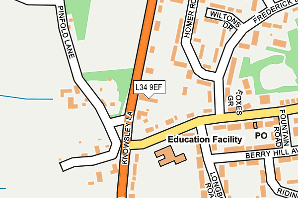 L34 9EF map - OS OpenMap – Local (Ordnance Survey)