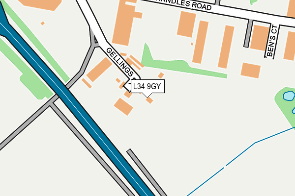 L34 9GY map - OS OpenMap – Local (Ordnance Survey)