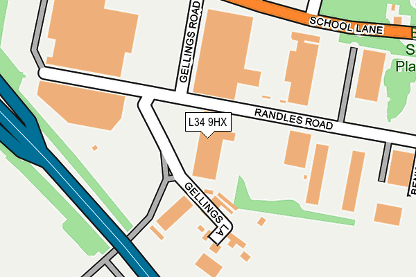 L34 9HX map - OS OpenMap – Local (Ordnance Survey)