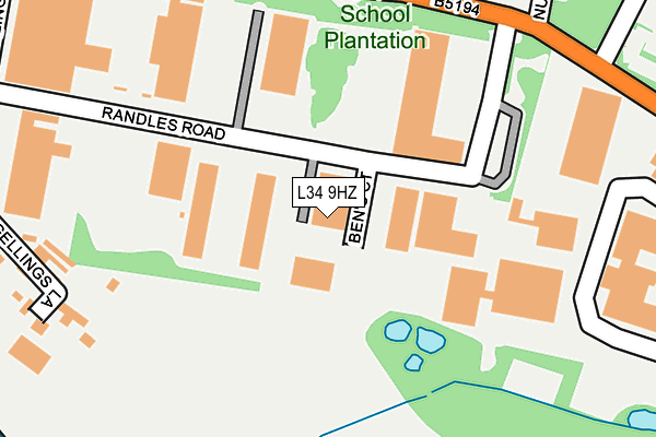 L34 9HZ map - OS OpenMap – Local (Ordnance Survey)