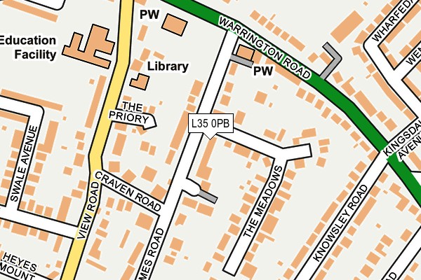 L35 0PB map - OS OpenMap – Local (Ordnance Survey)