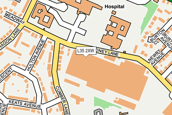 L35 2XW map - OS OpenMap – Local (Ordnance Survey)