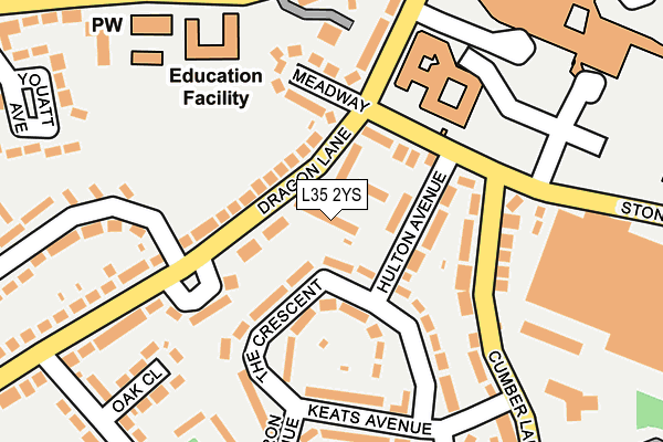 L35 2YS map - OS OpenMap – Local (Ordnance Survey)