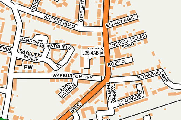 L35 4AB map - OS OpenMap – Local (Ordnance Survey)