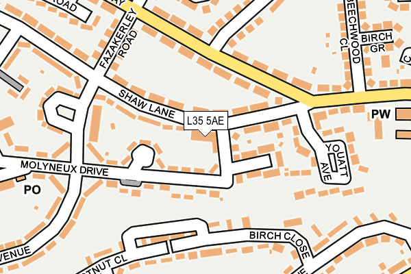 L35 5AE map - OS OpenMap – Local (Ordnance Survey)