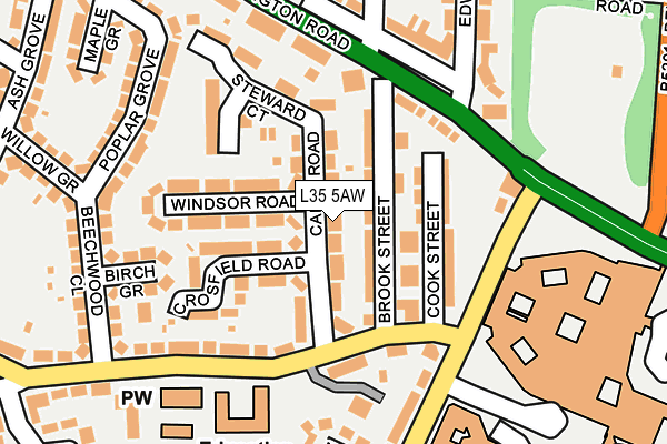 L35 5AW map - OS OpenMap – Local (Ordnance Survey)