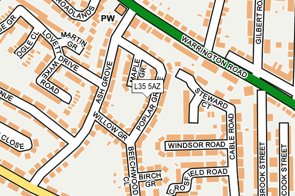 L35 5AZ map - OS OpenMap – Local (Ordnance Survey)