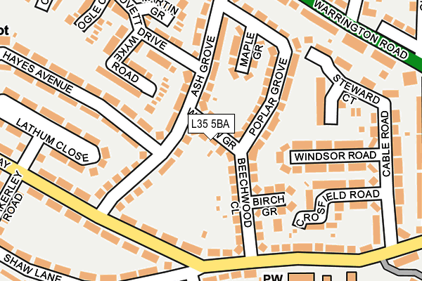 L35 5BA map - OS OpenMap – Local (Ordnance Survey)