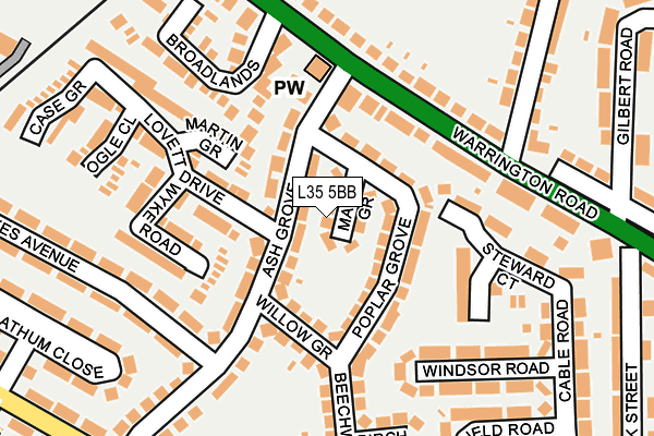 L35 5BB map - OS OpenMap – Local (Ordnance Survey)