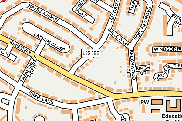 L35 5BE map - OS OpenMap – Local (Ordnance Survey)