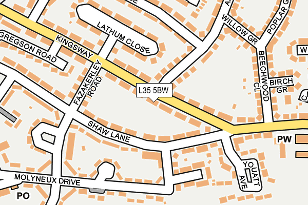 L35 5BW map - OS OpenMap – Local (Ordnance Survey)