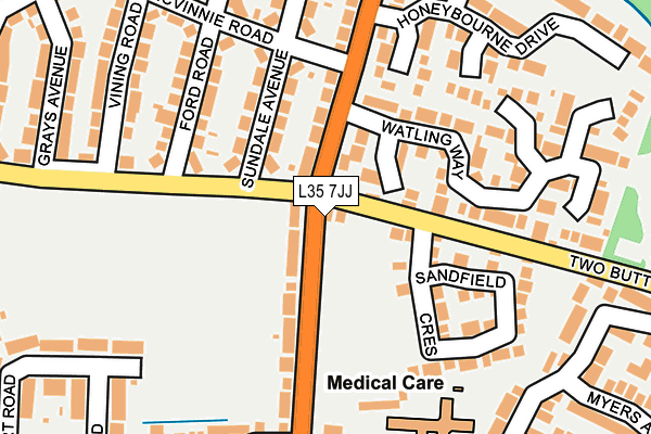 L35 7JJ map - OS OpenMap – Local (Ordnance Survey)