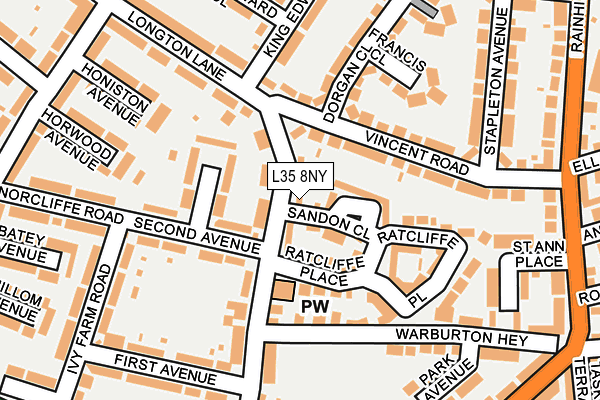 L35 8NY map - OS OpenMap – Local (Ordnance Survey)